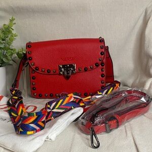 NWT MERSI Ruby Crossbody Bag, Red, Premium Gunmetal Hardware